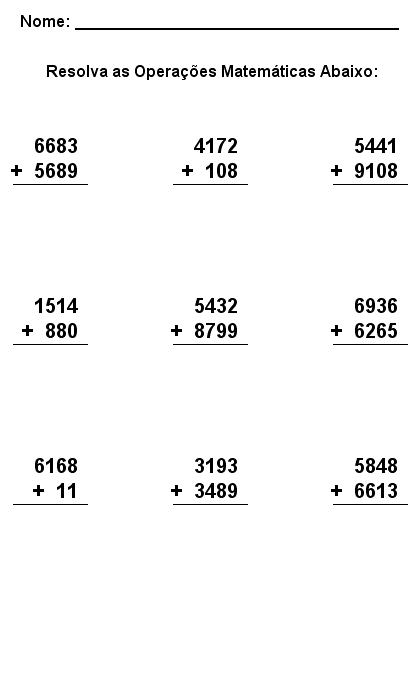 Matematica com as 4 operações